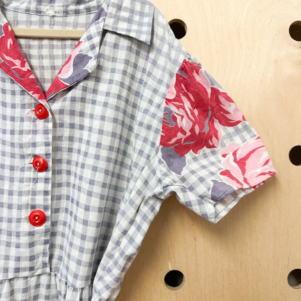 Vintage 1940s Rose Print Dress / 12yr