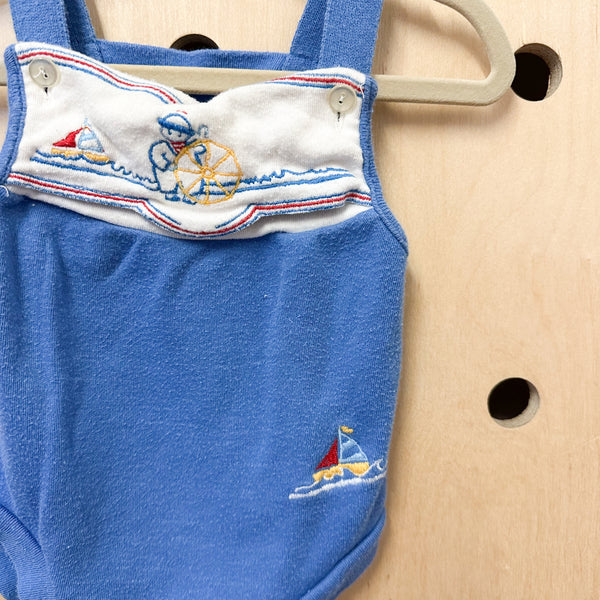 Vintage 1980s Sailor Romper / 6M