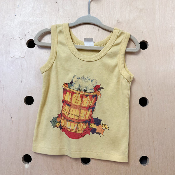 Vintage 1970s Googly Eye Cat Tank / 3T