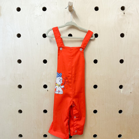 Vintage 1980s Cowboy Mouse Overalls / 6-9M