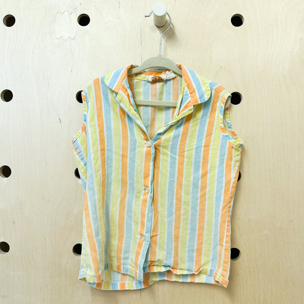Vintage 1960s Striped Blouse / 6yr