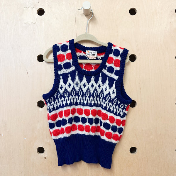 Vintage 1960s Patterned Knit Vest / 4-5T