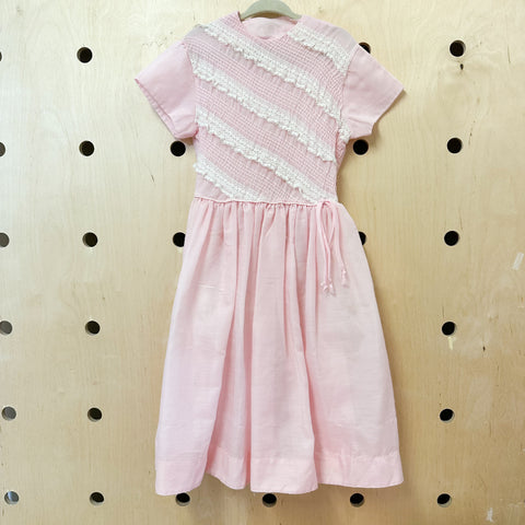 Vintage 1960s Pink Lace Dress / 7yr