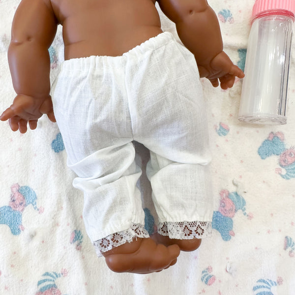 Vintage White Cotton Doll Bloomer Pants (fits Minikane Gordis doll)