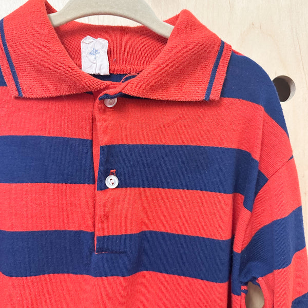 Vintage Navy and Red Striped Polo Shirt / 14yr