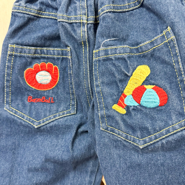 Vintage 1980s Baseball Jeans / 9-12M