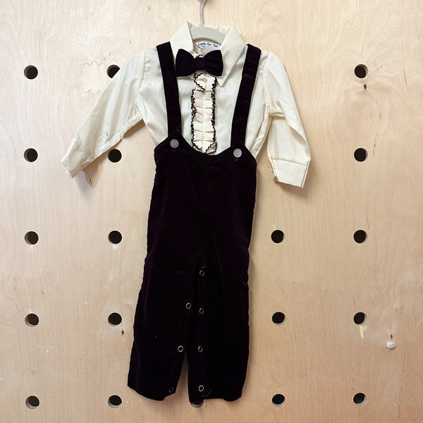 Vintage 1970s Velvet Suit Outfit set / 12-18M