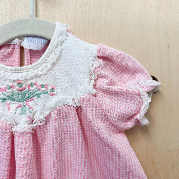 Vintage 1980s Flower Bouquet Dress / 0-3M
