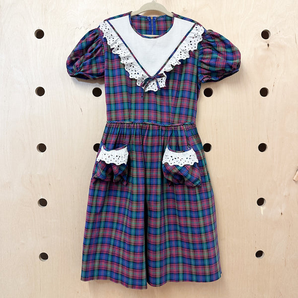 Vintage 1940s Plaid Cotton Dress / 8x
