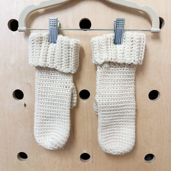 Vintage 1980s Cream Mittens / big kids 6-10yr