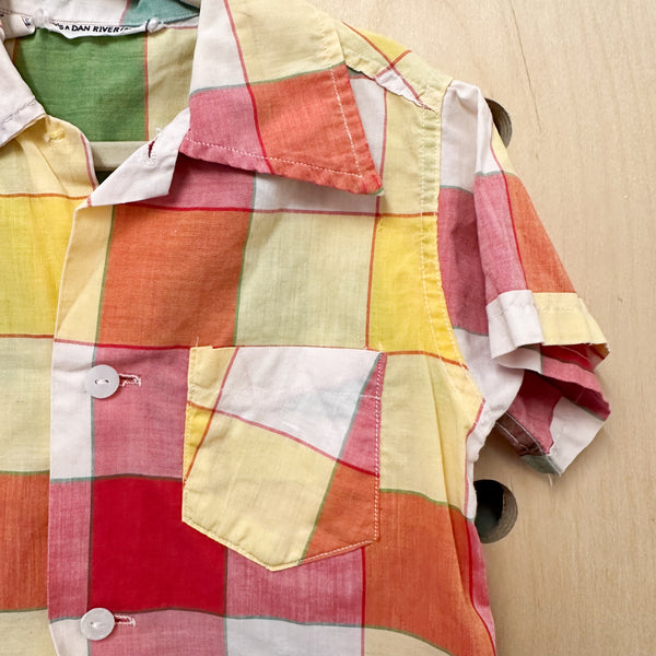 Vintage 1960s Rainbow Check Shirt / 3T