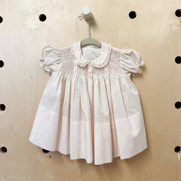 Vintage 1960s Pink Smocked Dress set / 12M