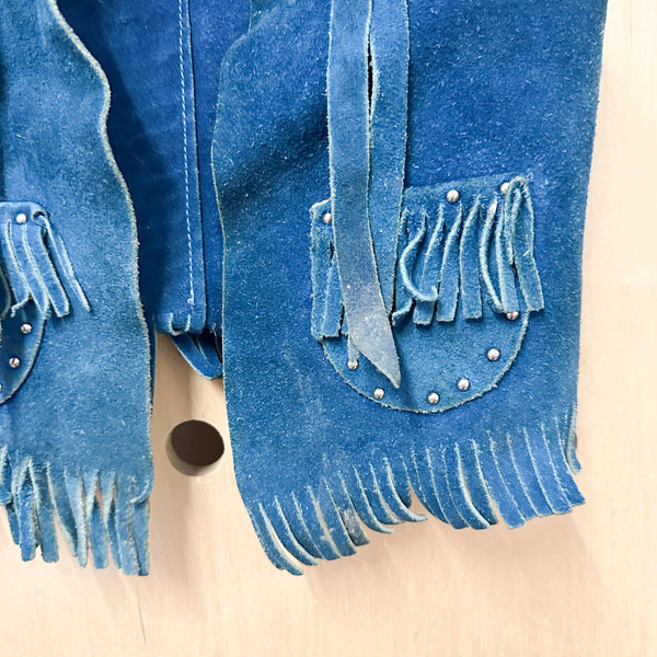 Vintage 1970s Teal Suede Vest / 4T