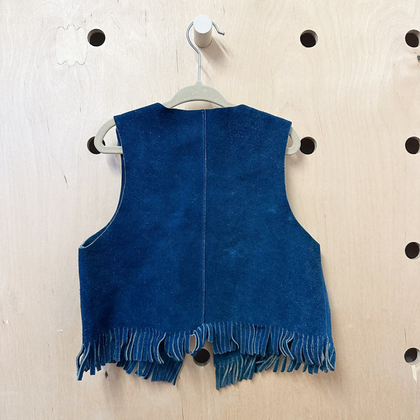 Vintage 1970s Teal Suede Vest / 4T