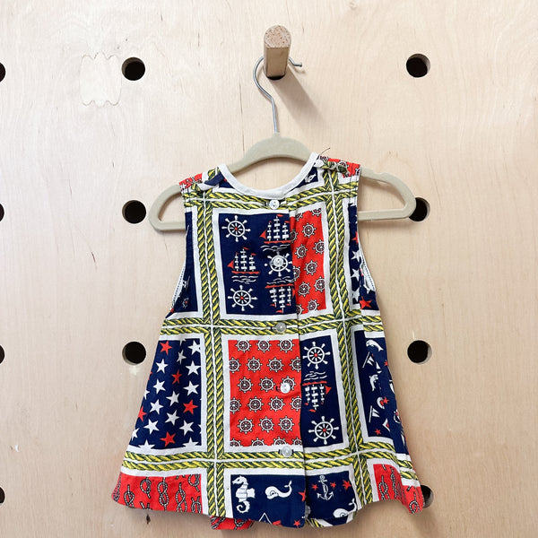 Vintage 1960s Nautical Dress / 18-24M