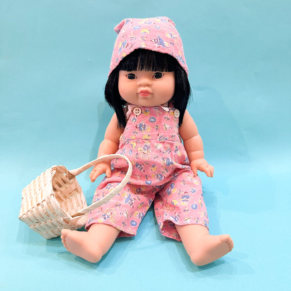 Vintage 1940s Doll Jumpsuit + bonnet set / fits Minikane Gordis Doll