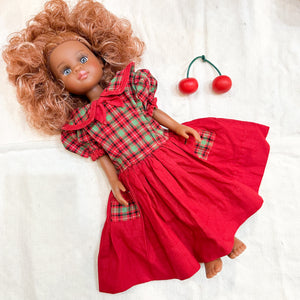 Vintage 1940s Red Plaid Doll Dress (fits Amigas doll)