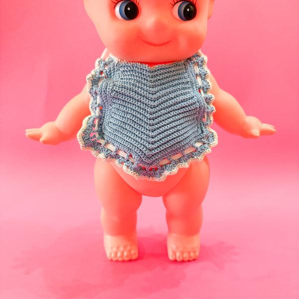 Vintage 1930s Hand Knit Doll Bib (39cm Kewpie or Gordis doll)