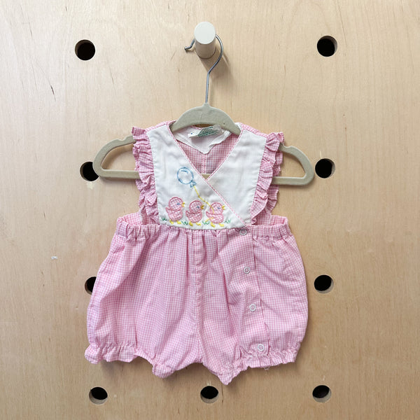 Vintage 1980's Pink Chick Romper / 3-6M