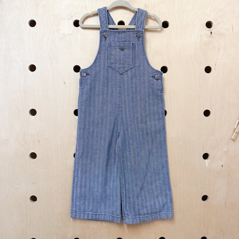 Vintage 1970s Herringbone Denim Overalls / 3T