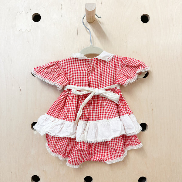 Vintage 1940s Red Gingham Romper / 0-3M