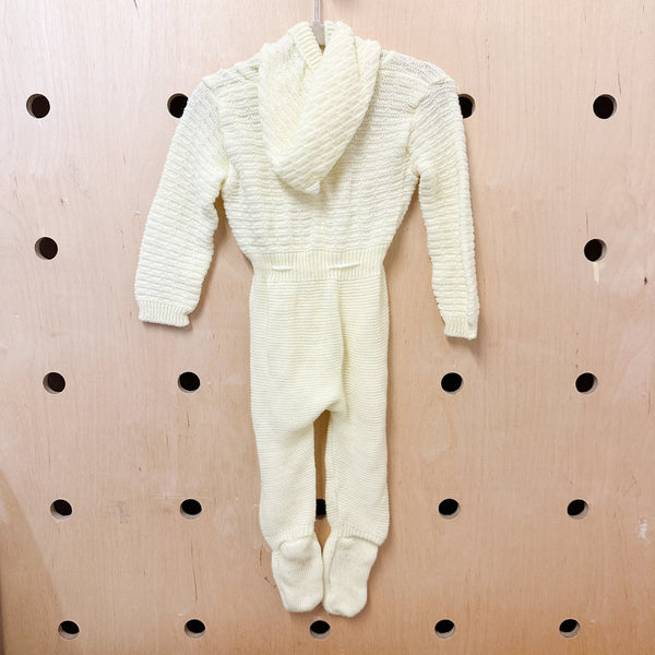 Vintage 1970s Yellow Knit Jumpsuit / 9M