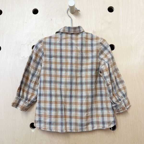 Vintage 1970s Plaid Western Shirt / 18M