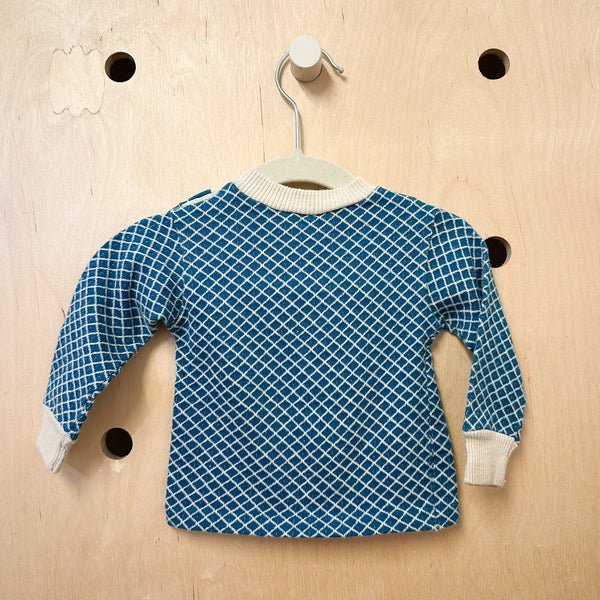 Vintage 1970s Teal Checkered Top / 6M-9M