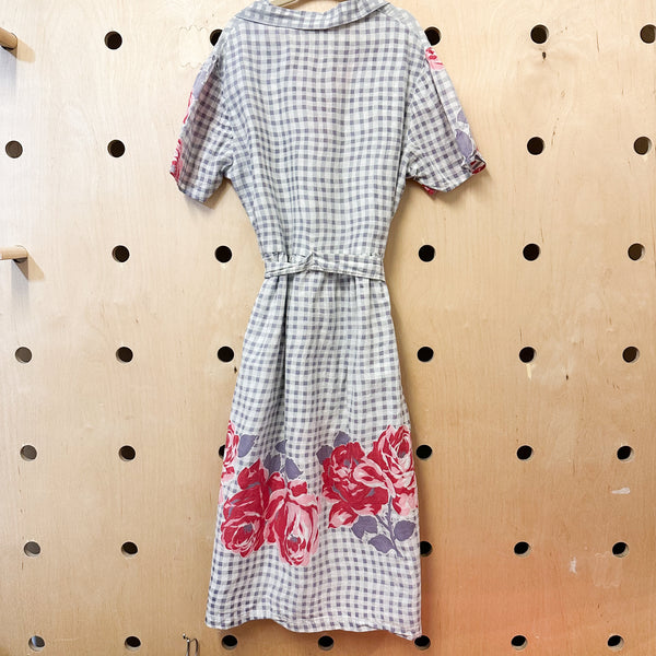 Vintage 1940s Rose Print Dress / 12yr