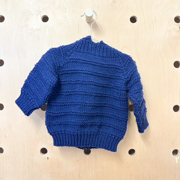 Vintage 1980s Navy Hooded Sweater / 12-18M