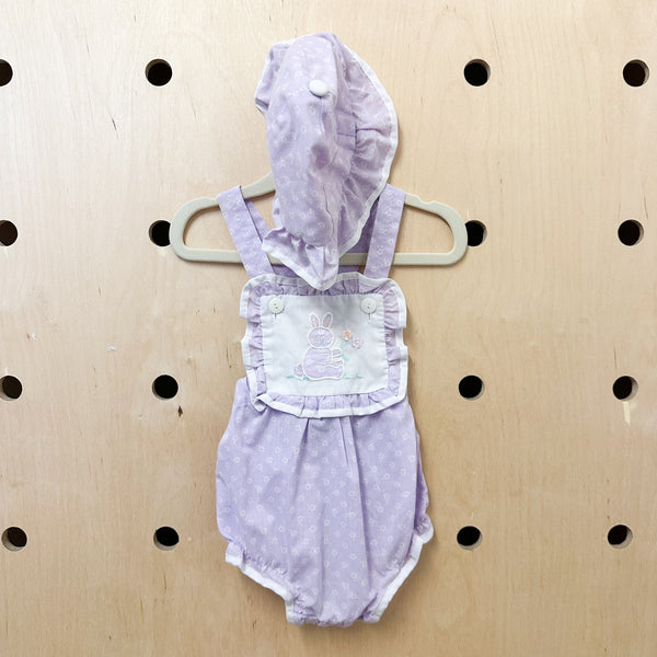 Vintage 1980s Bunny Romper & Hat set / 6-9M