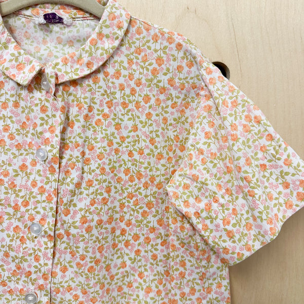 Vintage 1950s Orange Floral Blouse / 5T