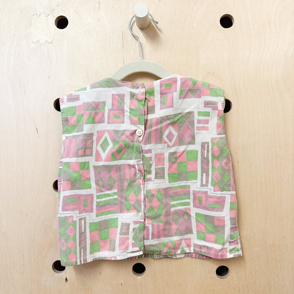 Vintage 1960s Geo Print Blouse / 5T (pink)