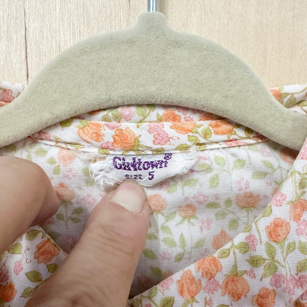 Vintage 1950s Orange Floral Blouse / 5T