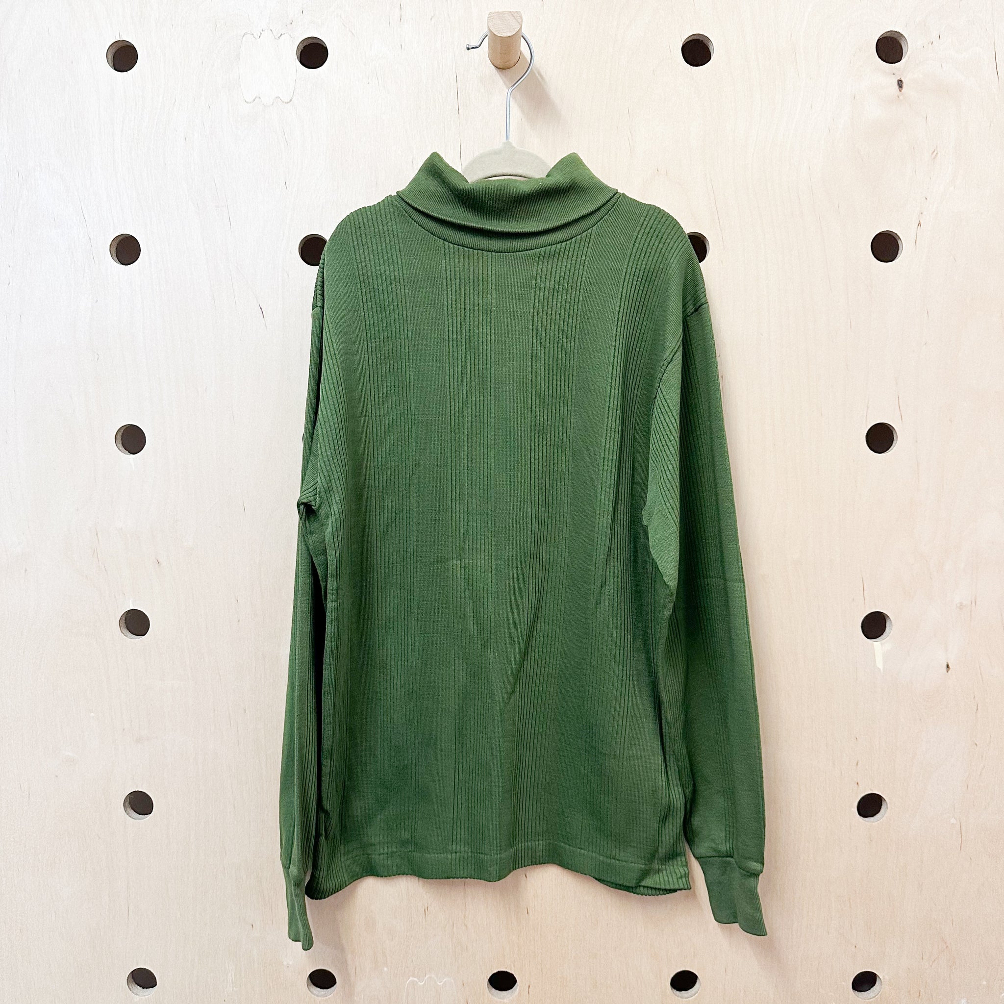 Vintage 1970s Moss Green Turtleneck Top / 12-14yr