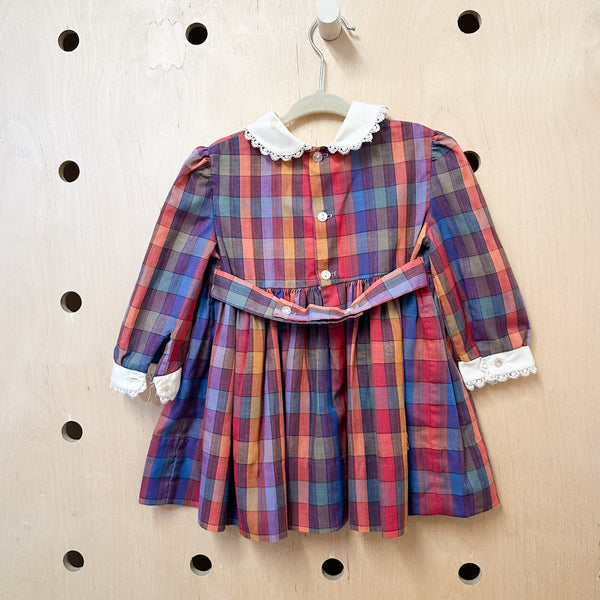 Vintage 1970s Madras Plaid Dress / 2T