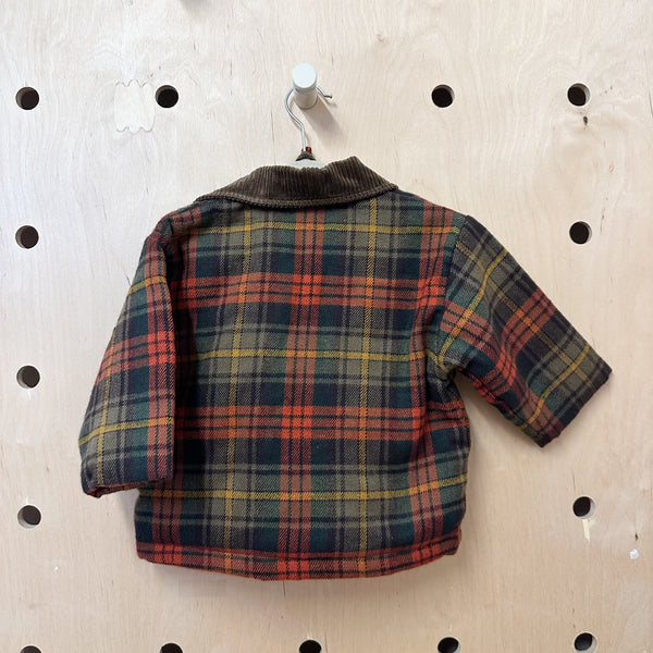 Vintage 1990s Plaid Coat & Hat set / 18M