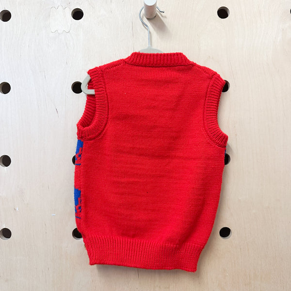 Vintage 1980s Dino Knit Vest / 5-6yr