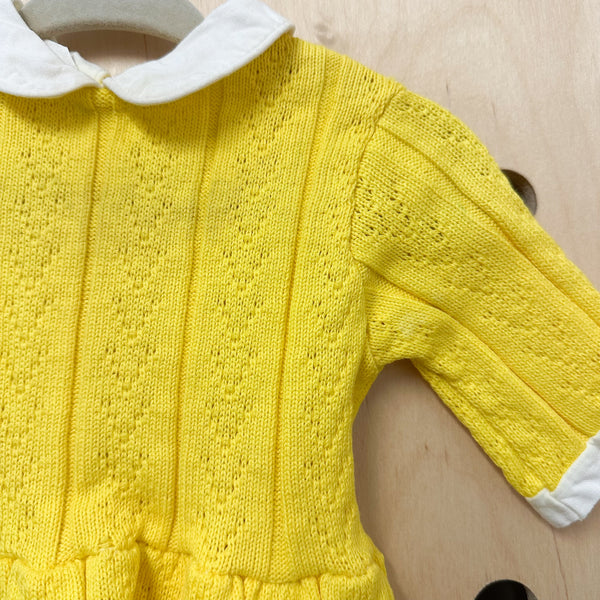 Vintage 1960s Yellow Knit Dress / 0-3M