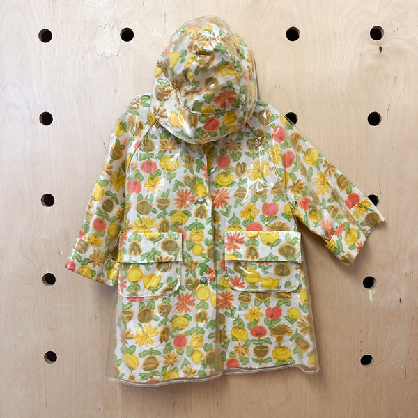 Vintage 1960s Floral Raincoat with a hat / 5T