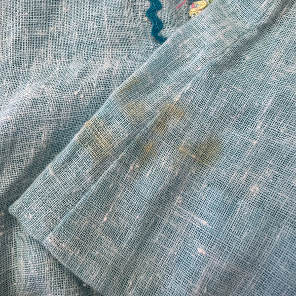 Vintage 1970s Blue Embroidered Dress / 4-5T