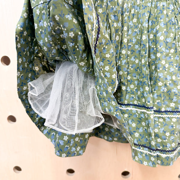 Vintage 1960s Polly Flinders Green Floral Dress / 4T