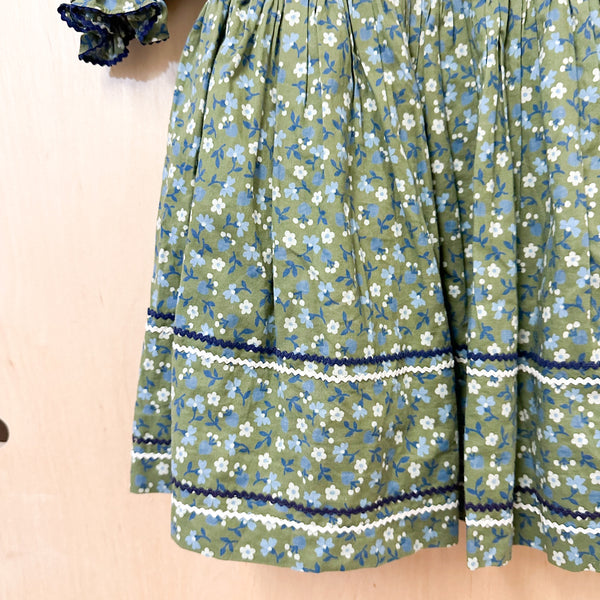Vintage 1960s Polly Flinders Green Floral Dress / 4T