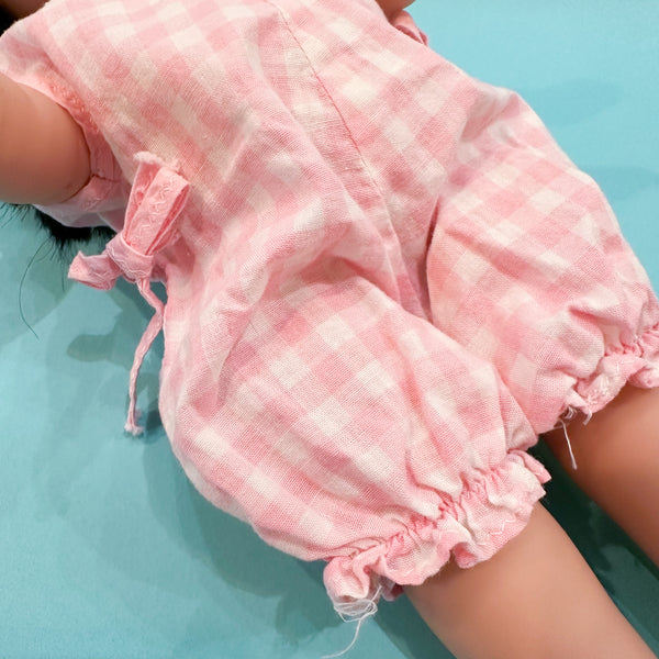 Vintage Doll Pink Gingham Romper  / fits Minikane Gordis Doll