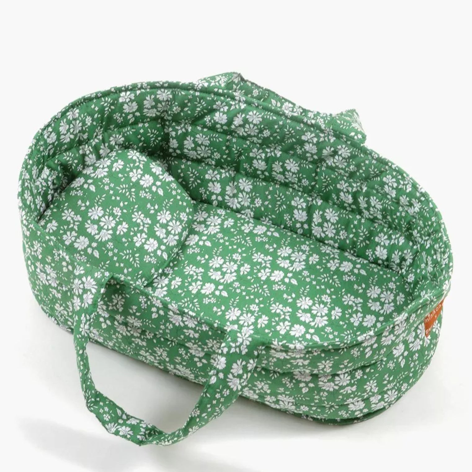 Minikane Quilted Bassinet with pillow "Liberty Capel Green" print