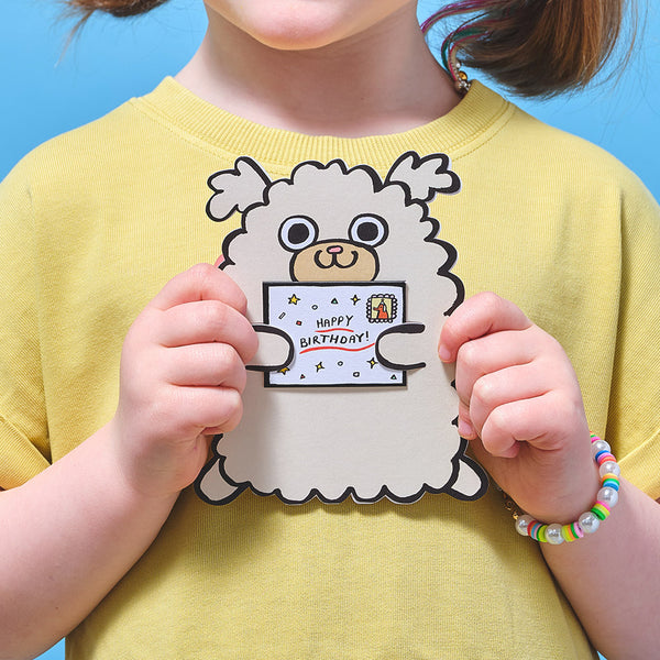 Dog With Mini Card Birthday Card