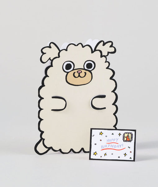 Dog With Mini Card Birthday Card