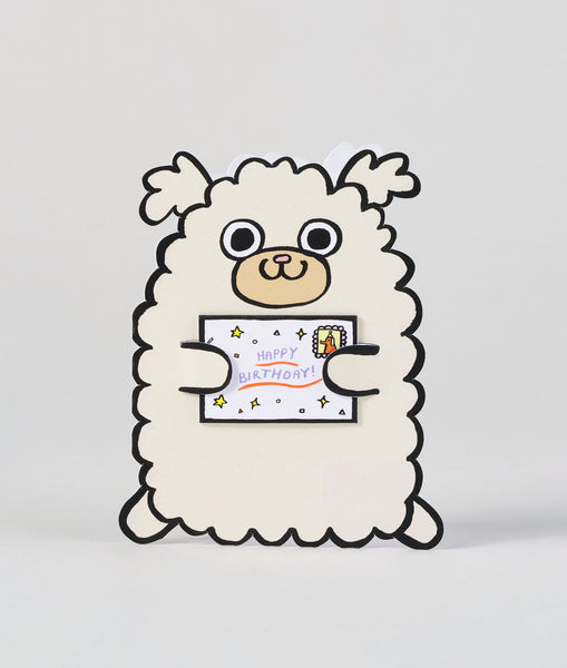 Dog With Mini Card Birthday Card