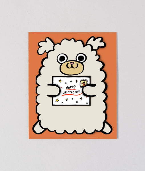 Dog With Mini Card Birthday Card