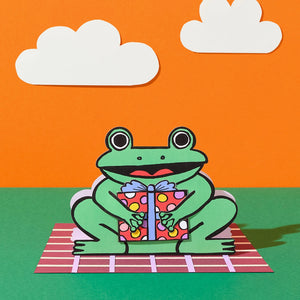 Frog With Mini Card Birthday Card
